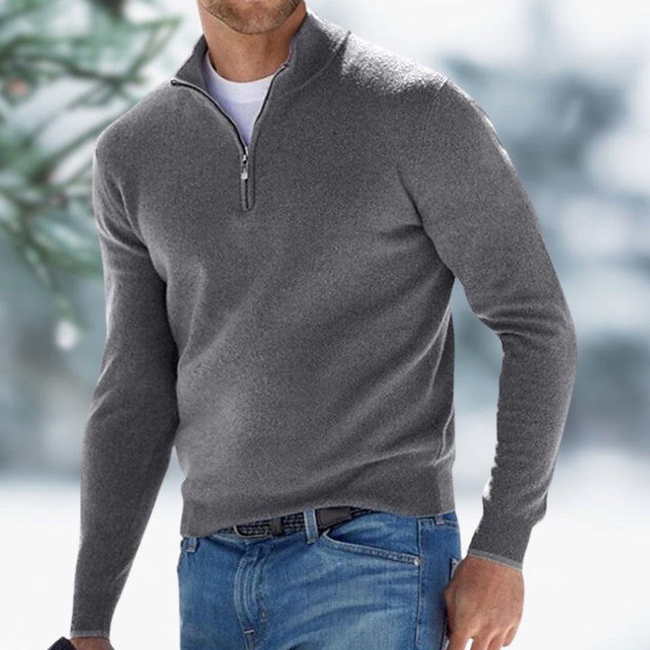 Alfie | Men's Quarter-Zip Fine Knit Jumper Slim-Fit Pullover