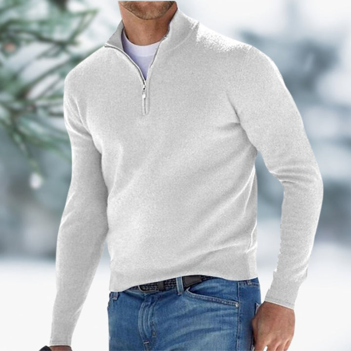 Alfie | Men's Quarter-Zip Fine Knit Jumper Slim-Fit Pullover