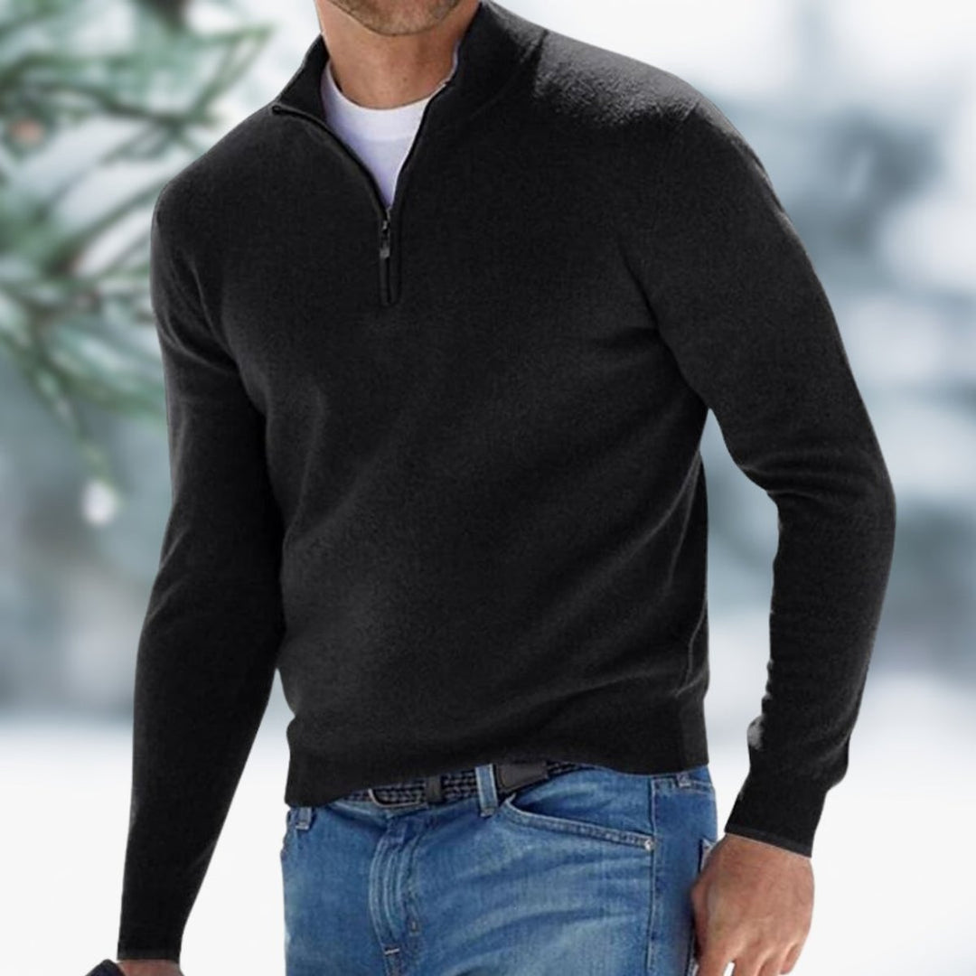 Alfie | Men's Quarter-Zip Fine Knit Jumper Slim-Fit Pullover