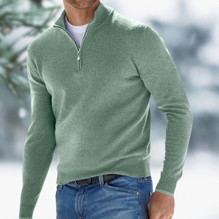 Alfie | Men's Quarter-Zip Fine Knit Jumper Slim-Fit Pullover
