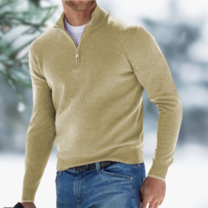 Alfie | Men's Quarter-Zip Fine Knit Jumper Slim-Fit Pullover