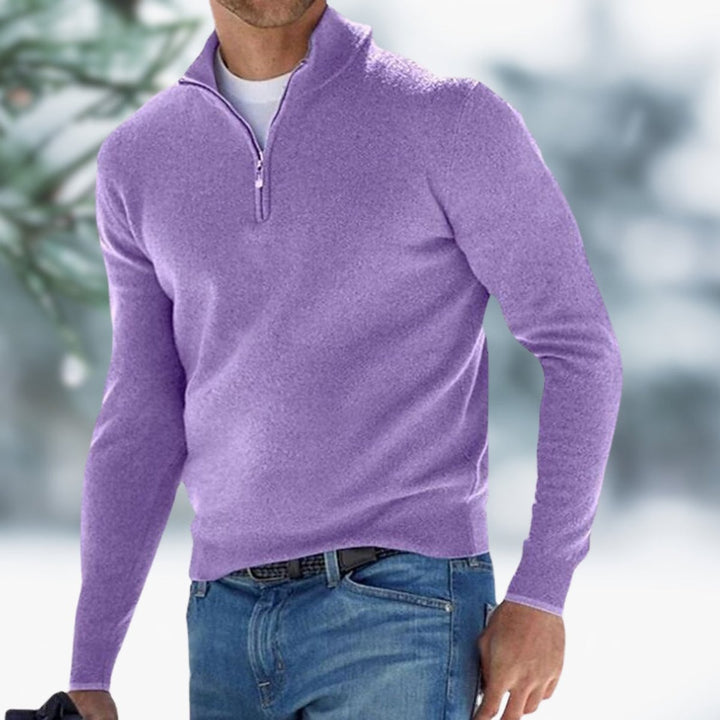 Alfie | Men's Quarter-Zip Fine Knit Jumper Slim-Fit Pullover