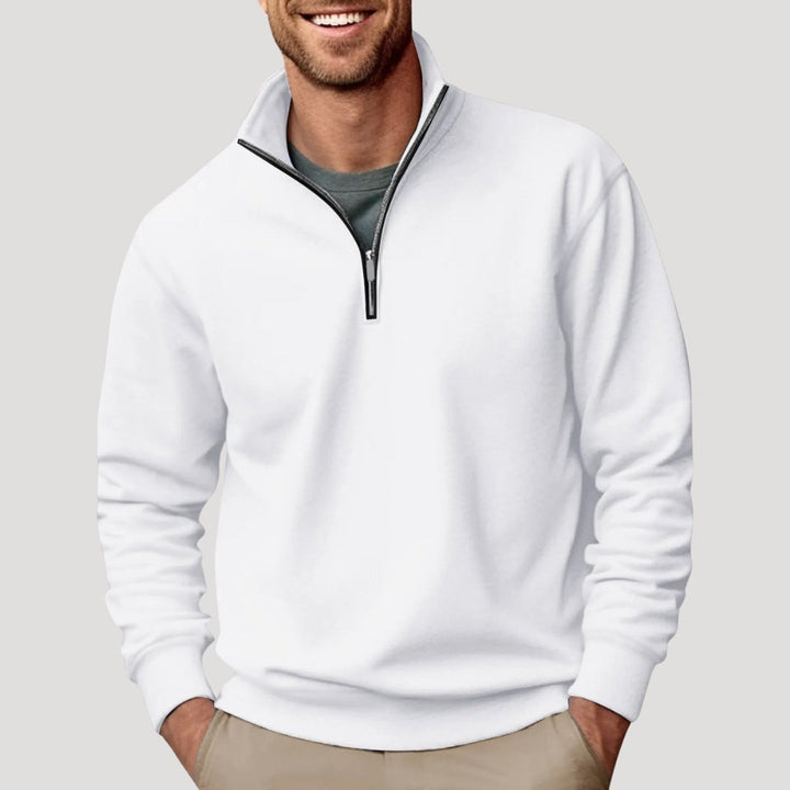 George | Men's Quarter Zip Fleece Jumper Stand Collar Relaxed Fit