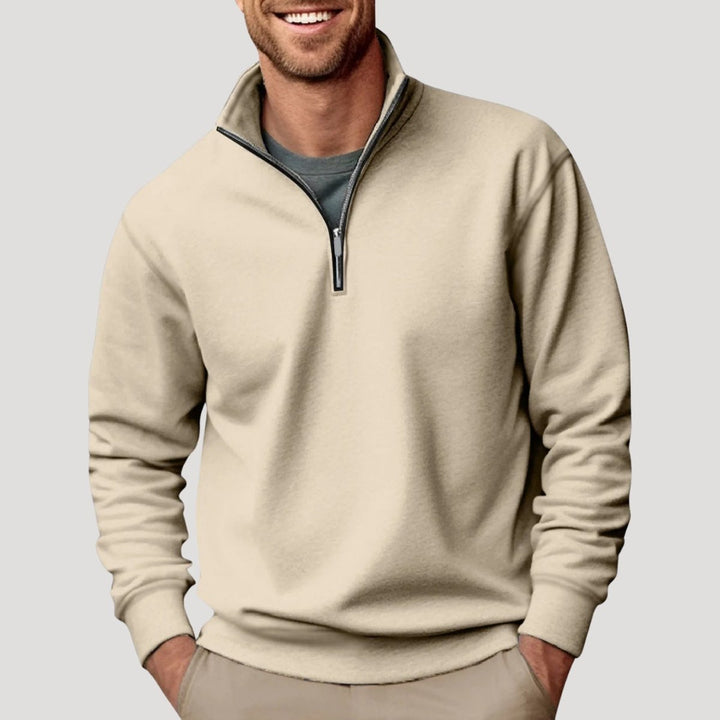George | Men's Quarter Zip Fleece Jumper Stand Collar Relaxed Fit