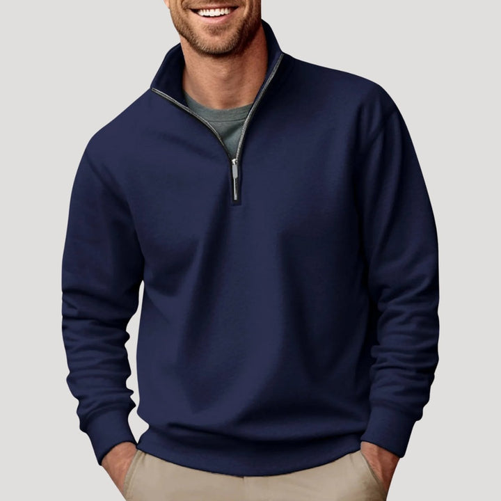 George | Men's Quarter Zip Fleece Jumper Stand Collar Relaxed Fit