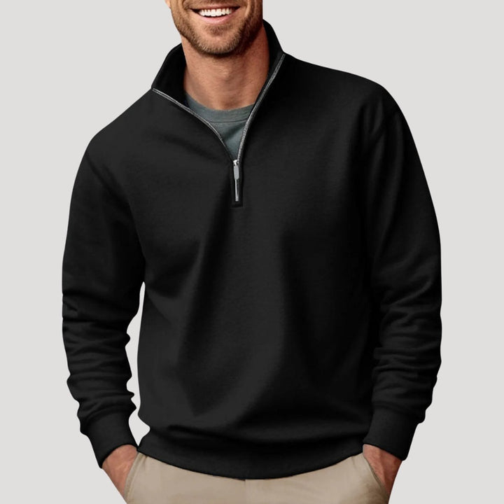 George | Men's Quarter Zip Fleece Jumper Stand Collar Relaxed Fit