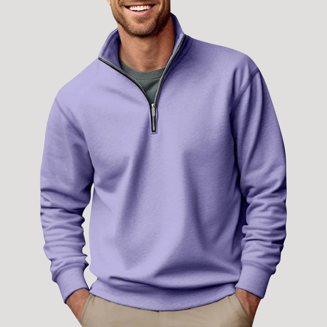 George | Men's Quarter Zip Fleece Jumper Stand Collar Relaxed Fit