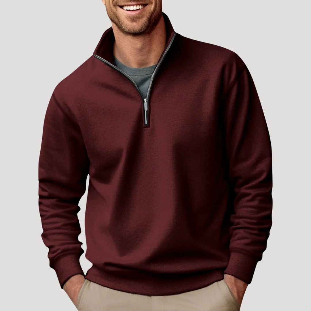 George | Men's Quarter Zip Fleece Jumper Stand Collar Relaxed Fit