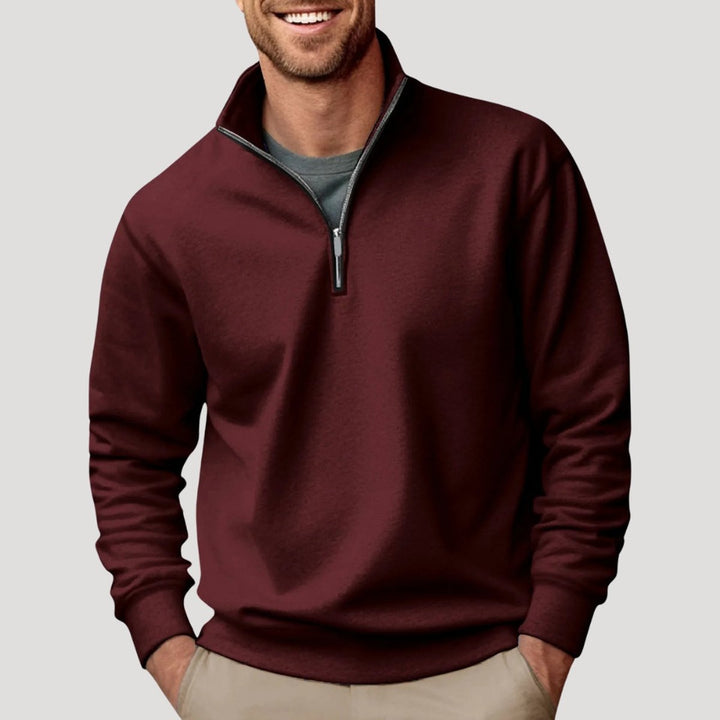 George | Men's Quarter Zip Fleece Jumper Stand Collar Relaxed Fit