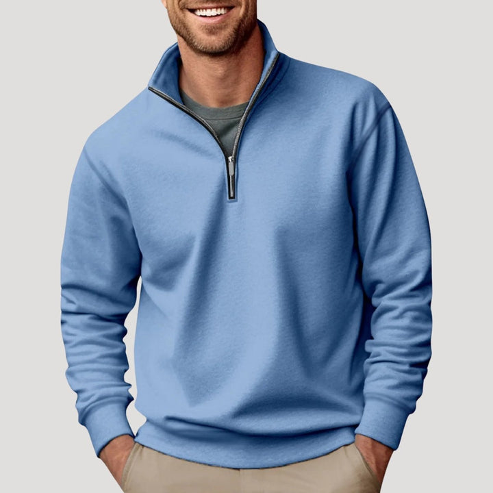 George | Men's Quarter Zip Fleece Jumper Stand Collar Relaxed Fit