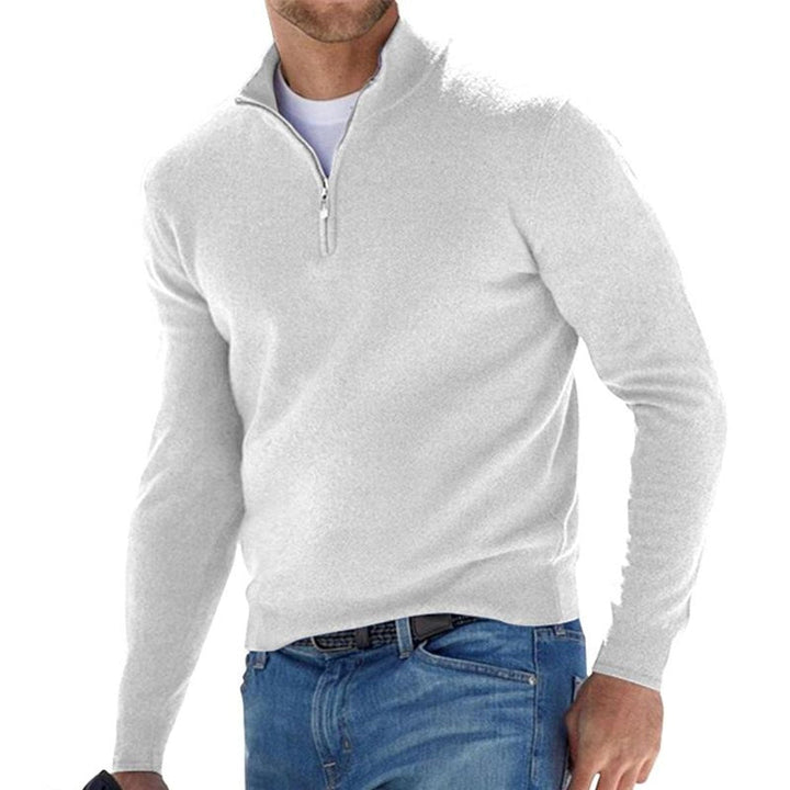Thomas | Men's Quarter Zip Knitted Jumper Regular Fit Ribbed Trims