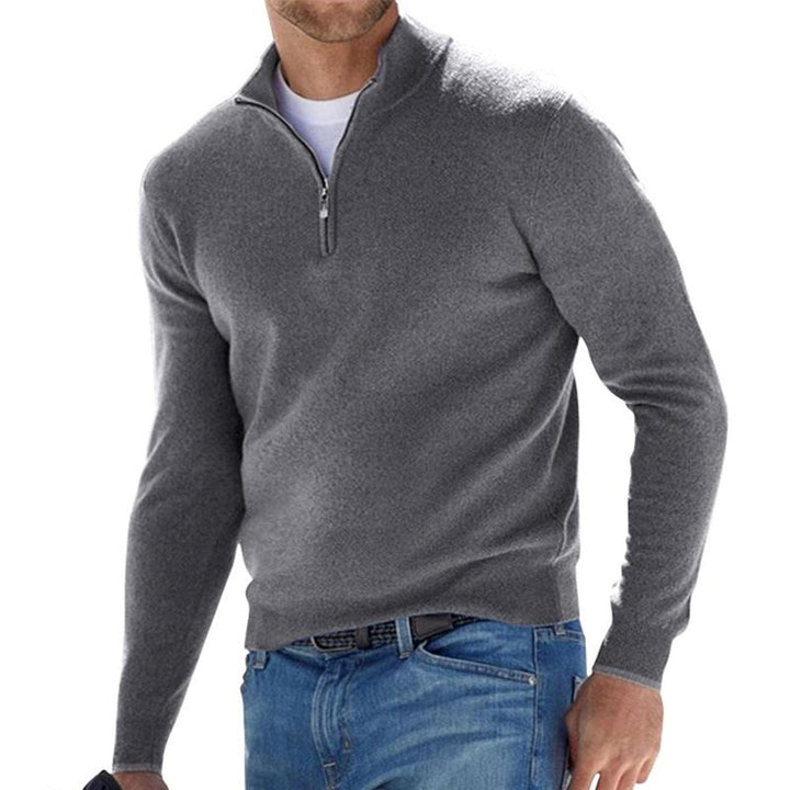 Thomas | Men's Quarter Zip Knitted Jumper Regular Fit Ribbed Trims