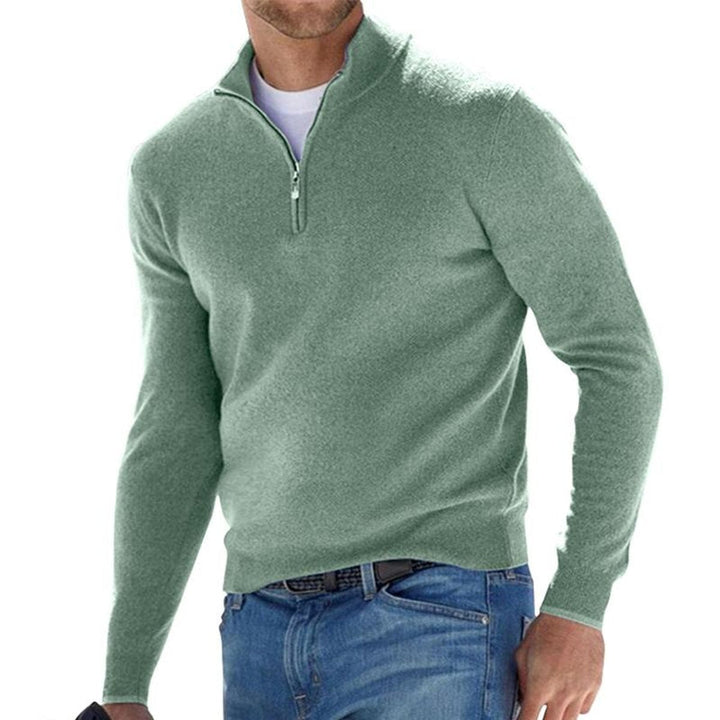 Thomas | Men's Quarter Zip Knitted Jumper Regular Fit Ribbed Trims