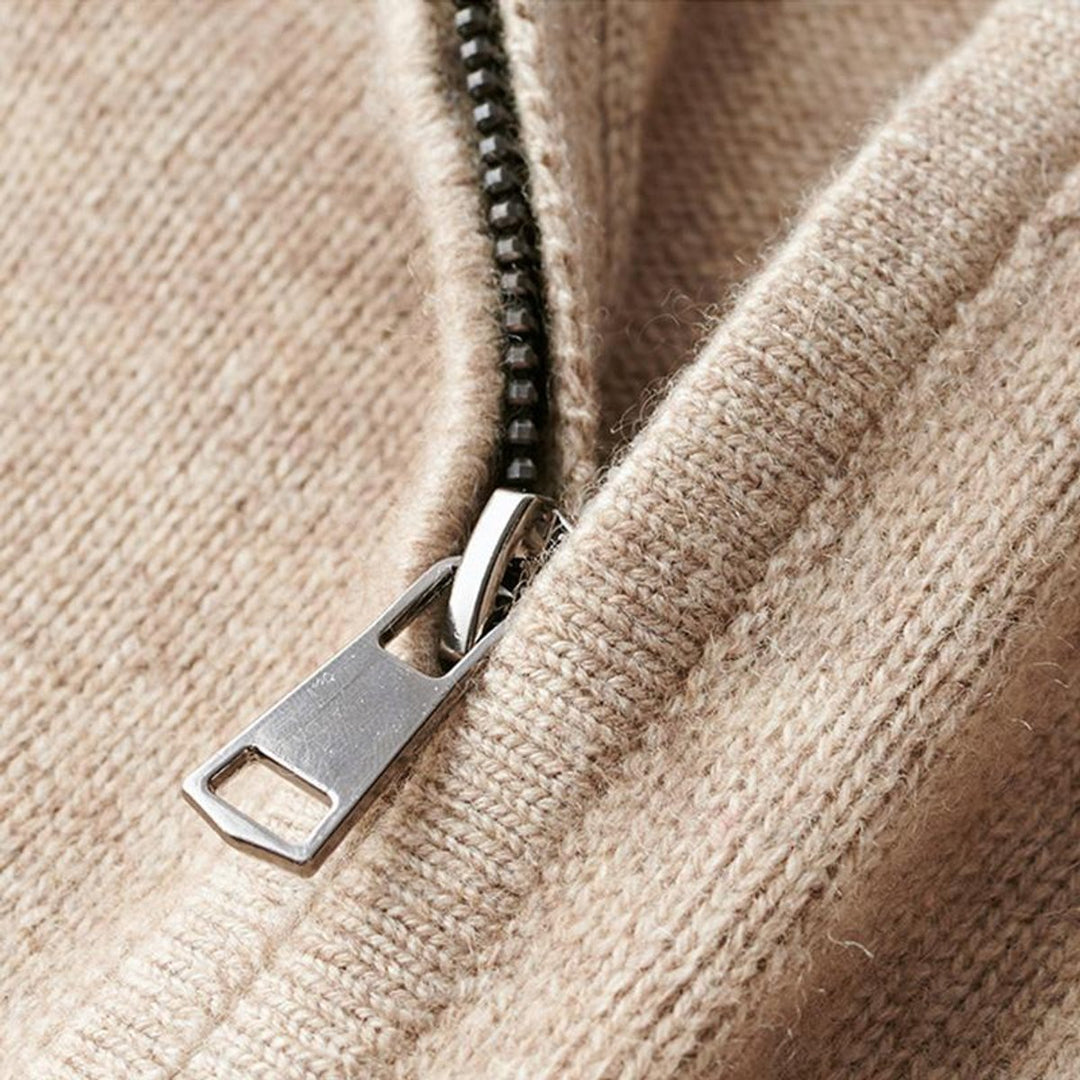 Thomas | Men's Quarter Zip Knitted Jumper Regular Fit Ribbed Trims