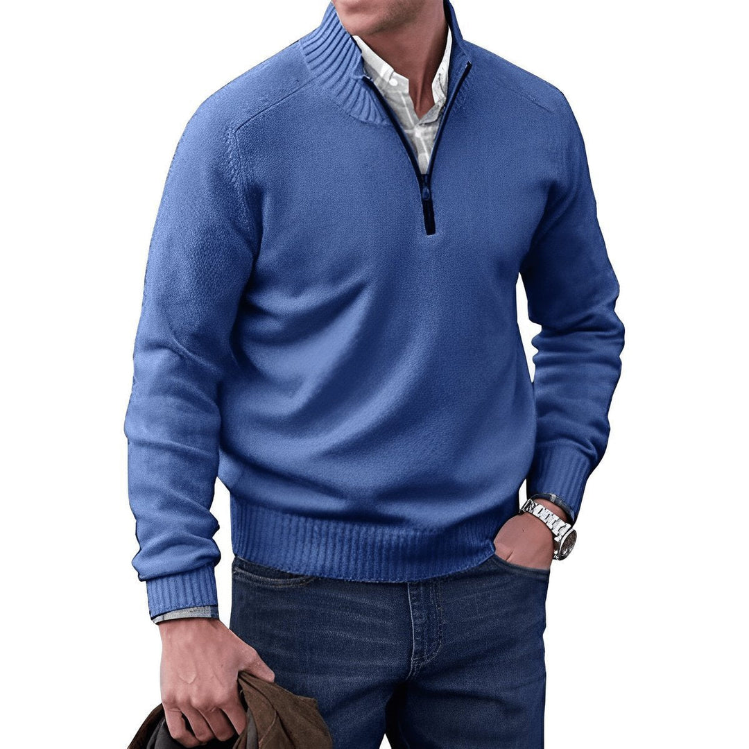 Jacob | Men's Quarter-Zip Knitted Jumper Regular Fit Ribbed Collar