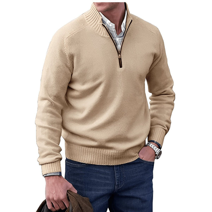 Jacob | Men's Quarter-Zip Knitted Jumper Regular Fit Ribbed Collar