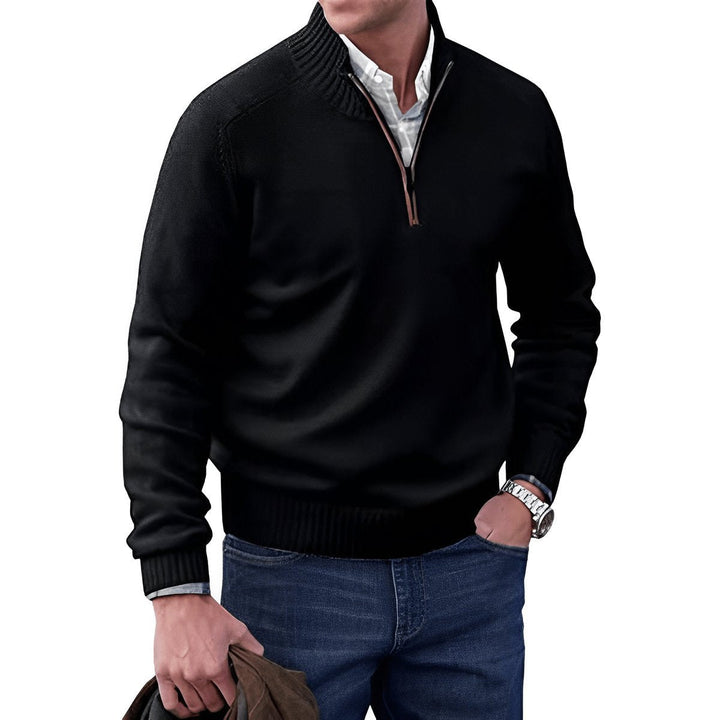Jacob | Men's Quarter-Zip Knitted Jumper Regular Fit Ribbed Collar