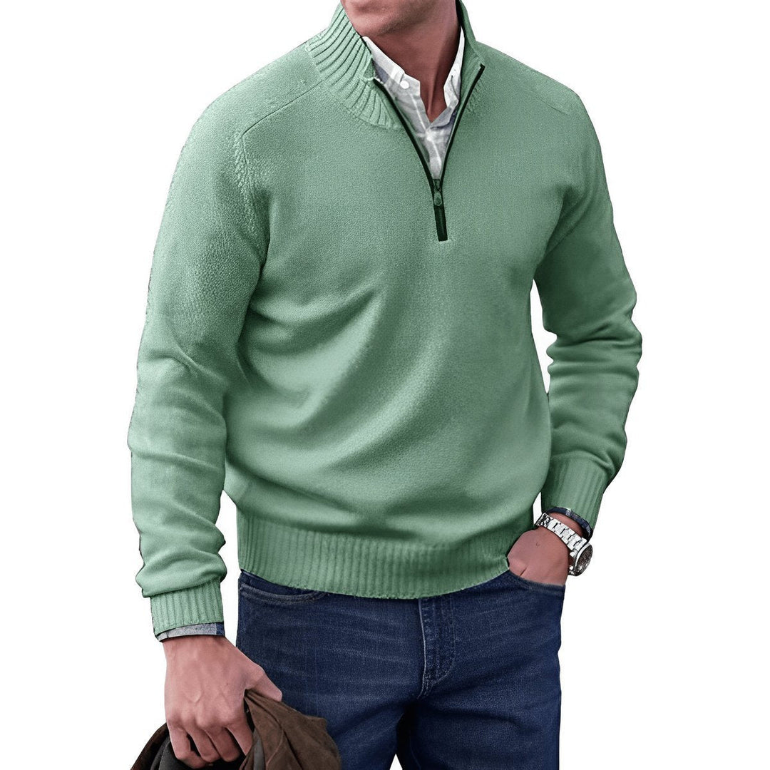 Jacob | Men's Quarter-Zip Knitted Jumper Regular Fit Ribbed Collar