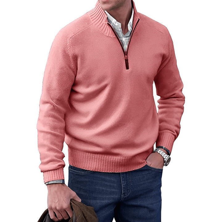 Jacob | Men's Quarter-Zip Knitted Jumper Regular Fit Ribbed Collar