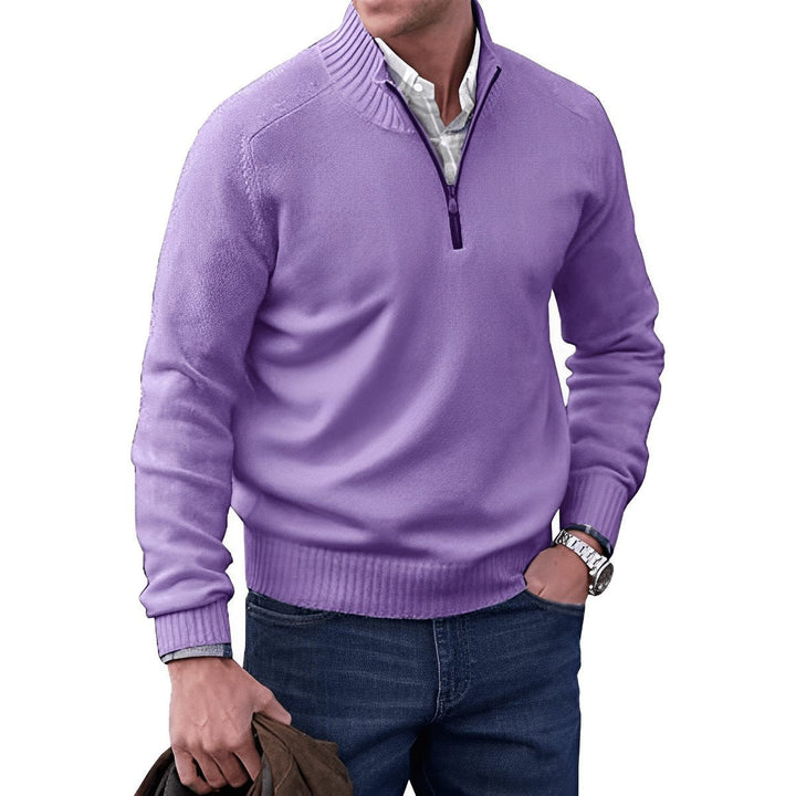 Jacob | Men's Quarter-Zip Knitted Jumper Regular Fit Ribbed Collar