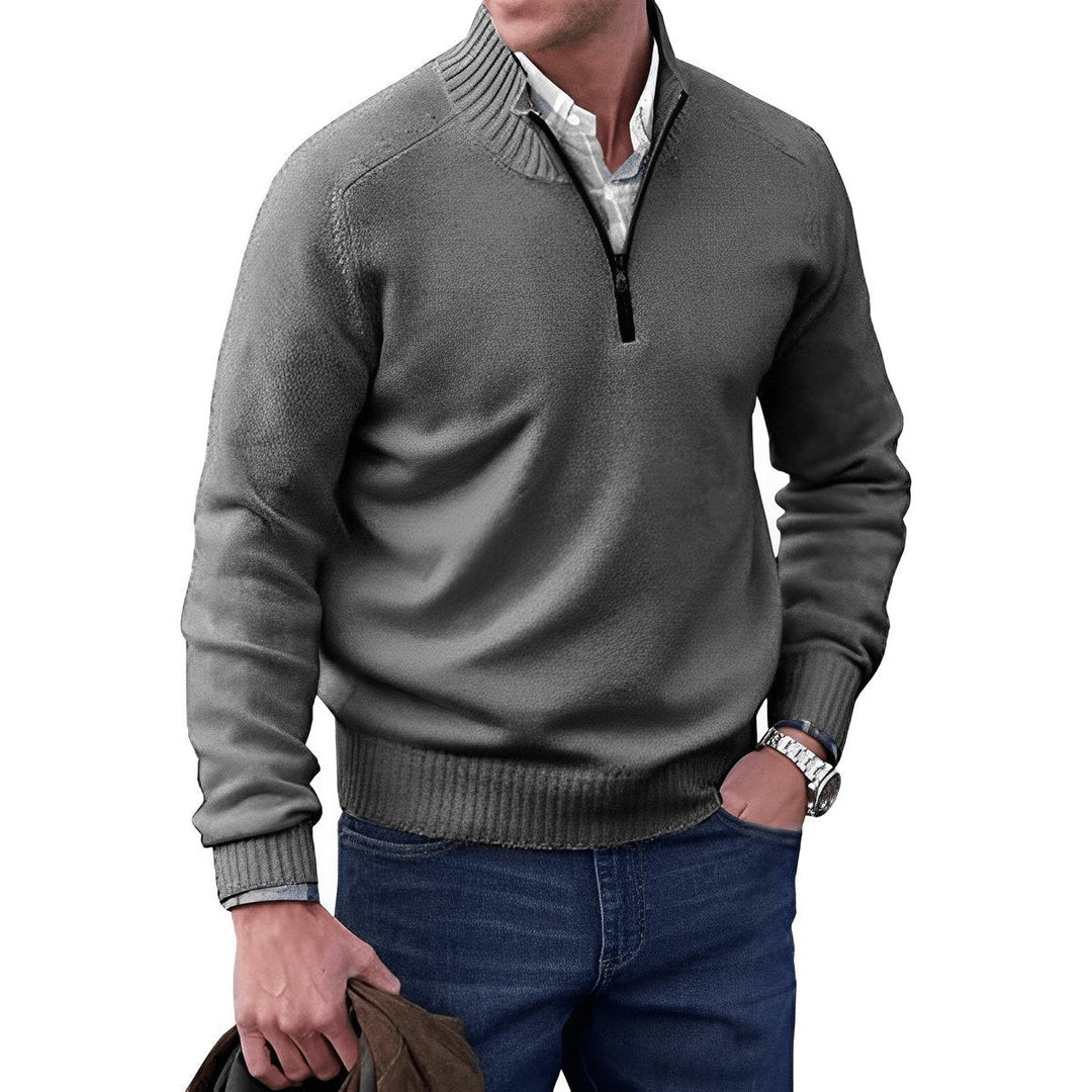 Jacob | Men's Quarter-Zip Knitted Jumper Regular Fit Ribbed Collar