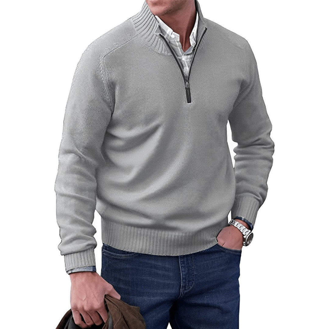 Jacob | Men's Quarter-Zip Knitted Jumper Regular Fit Ribbed Collar