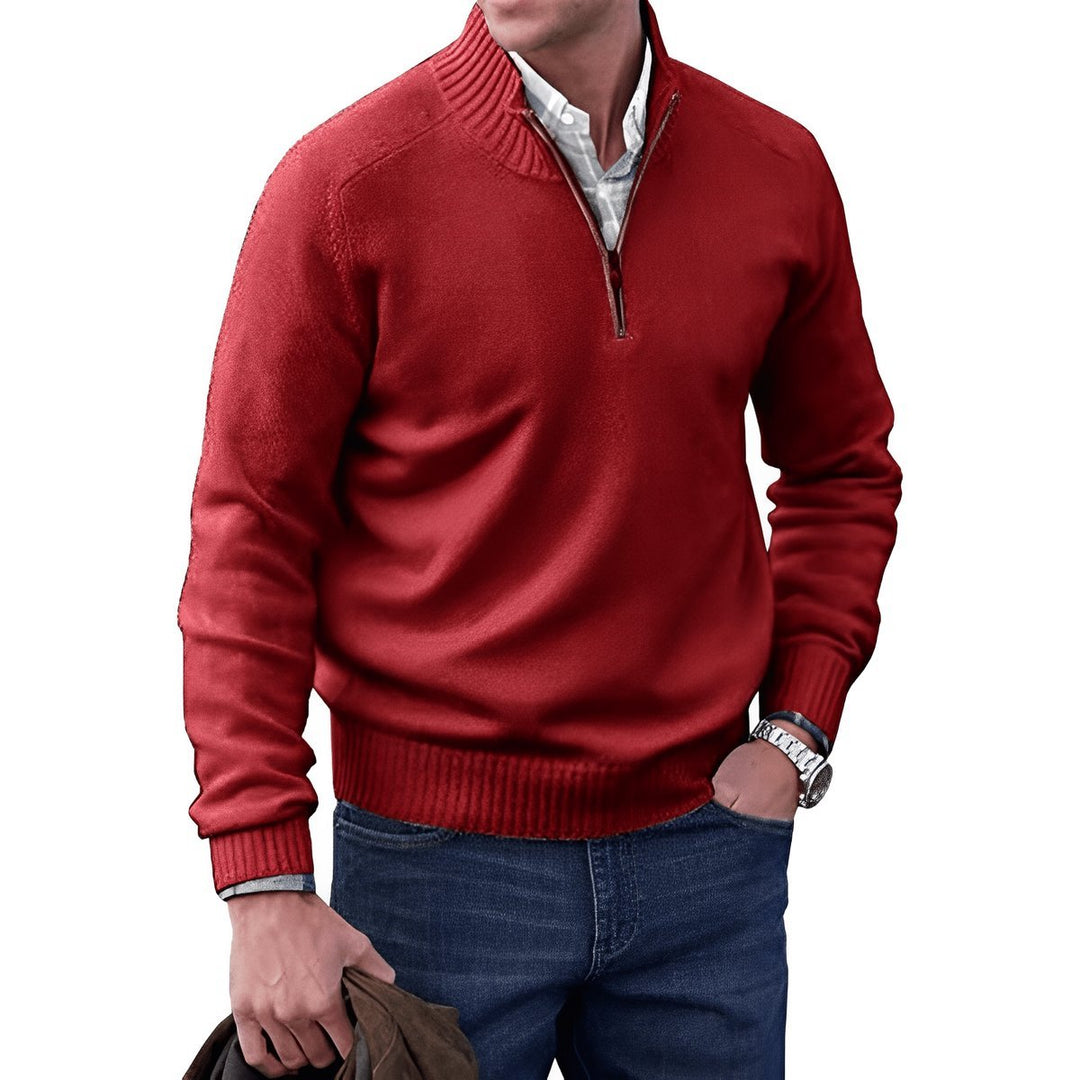 Jacob | Men's Quarter-Zip Knitted Jumper Regular Fit Ribbed Collar