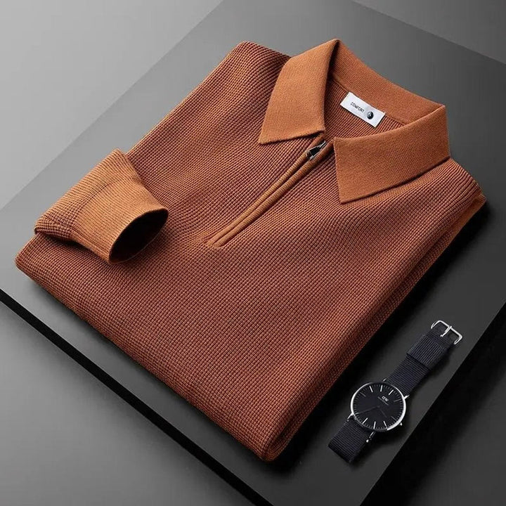 Jacob | Men's Quarter-Zip Knitted Polo Jumper Waffle Knit Tailored Fit