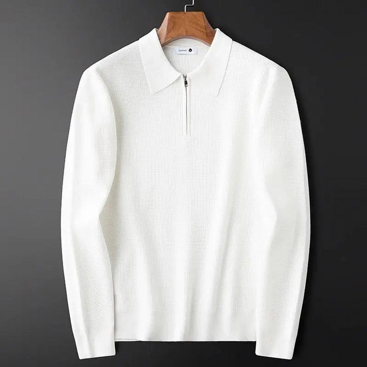 Jacob | Men's Quarter-Zip Knitted Polo Jumper Waffle Knit Tailored Fit