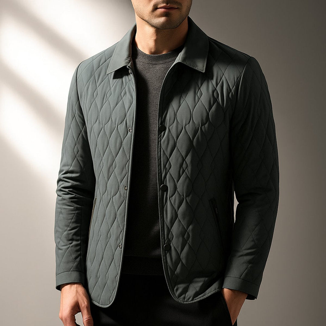 Harry | Mens Quilted Bomber Jacket Lightweight Button-Front Coat