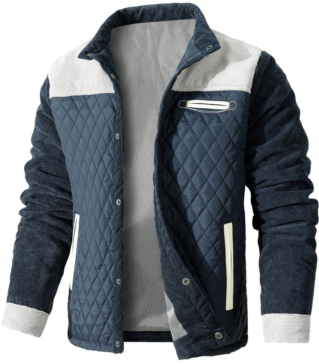 Edward | Men's Quilted Corduroy Bomber Jacket Snap-Button Outerwear