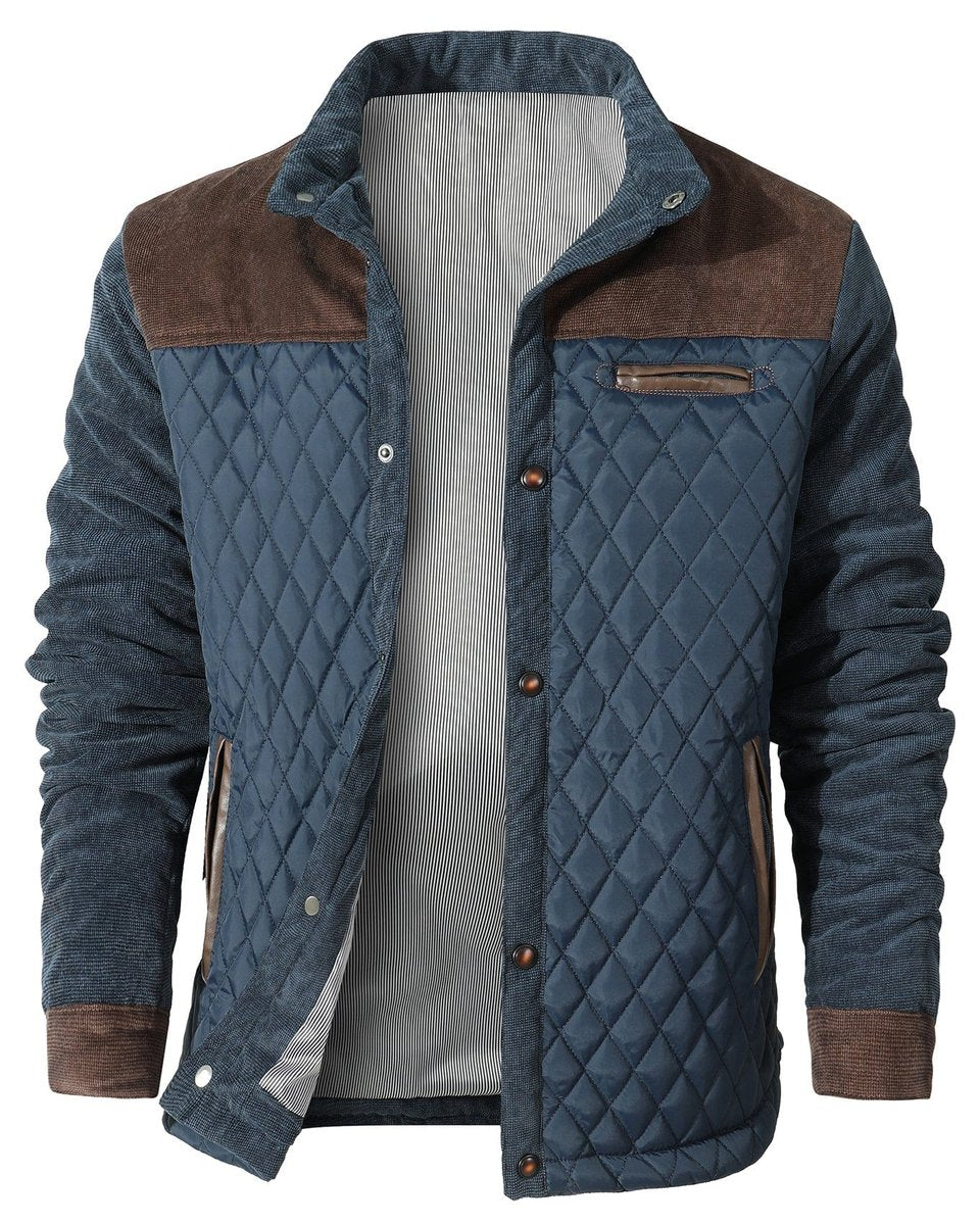 Edward | Men's Quilted Corduroy Bomber Jacket Snap-Button Outerwear