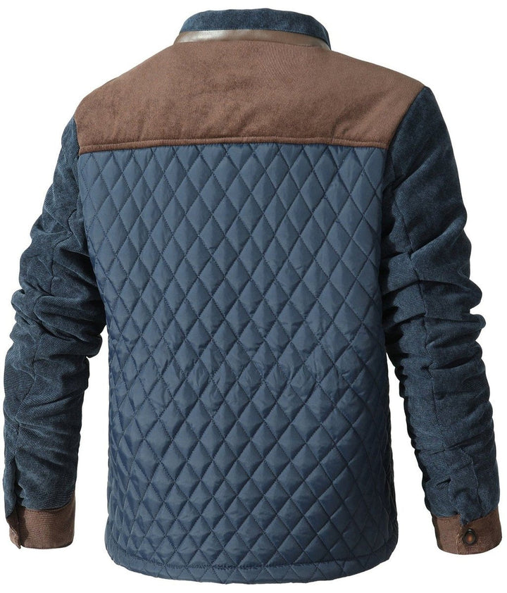 Edward | Men's Quilted Corduroy Bomber Jacket Snap-Button Outerwear