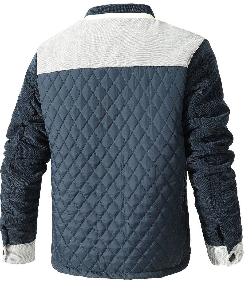 Edward | Men's Quilted Corduroy Bomber Jacket Snap-Button Outerwear