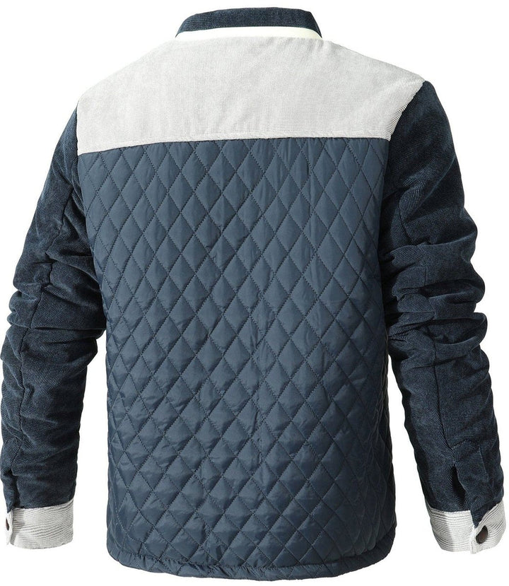 Edward | Men's Quilted Corduroy Bomber Jacket Snap-Button Outerwear
