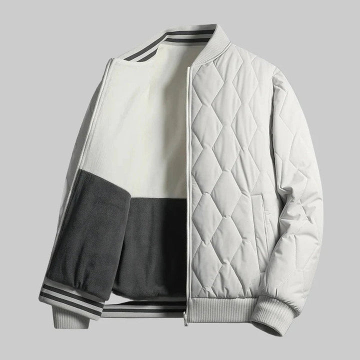 William | Men's Quilted Diamond-Stitch Fleece-Lined Bomber Jacket