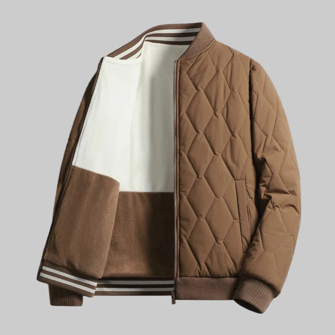 William | Men's Quilted Diamond-Stitch Fleece-Lined Bomber Jacket