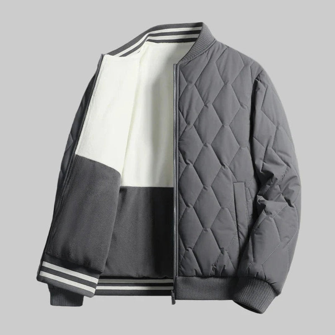 William | Men's Quilted Diamond-Stitch Fleece-Lined Bomber Jacket