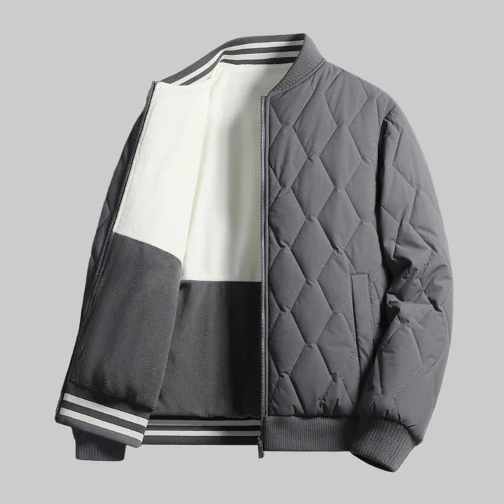 William | Men's Quilted Diamond-Stitch Fleece-Lined Bomber Jacket