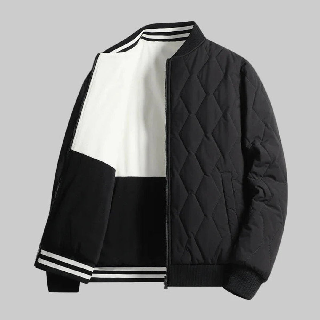 William | Men's Quilted Diamond-Stitch Fleece-Lined Bomber Jacket