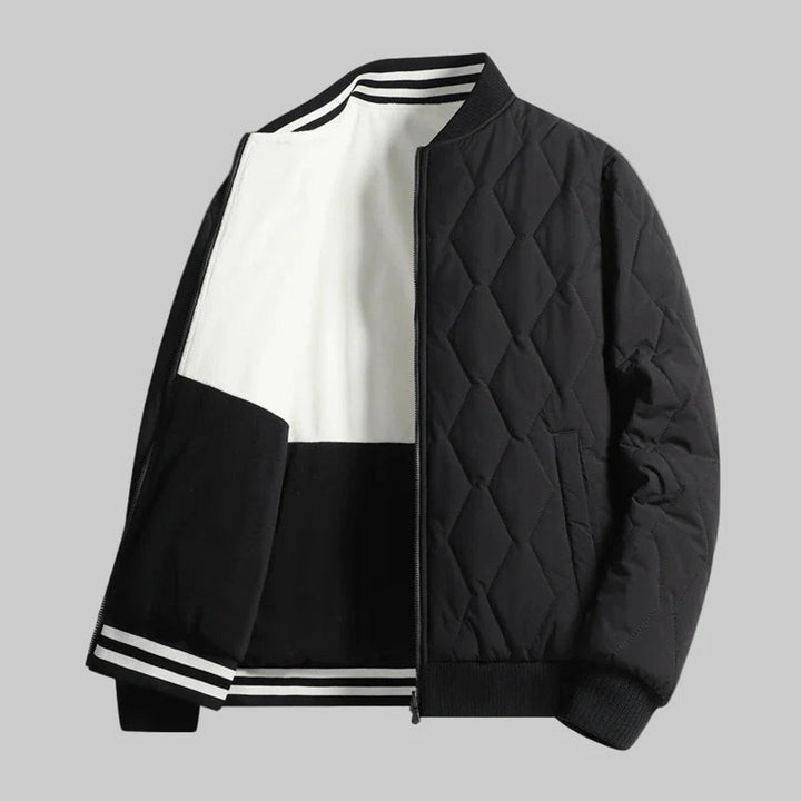 William | Men's Quilted Diamond-Stitch Fleece-Lined Bomber Jacket