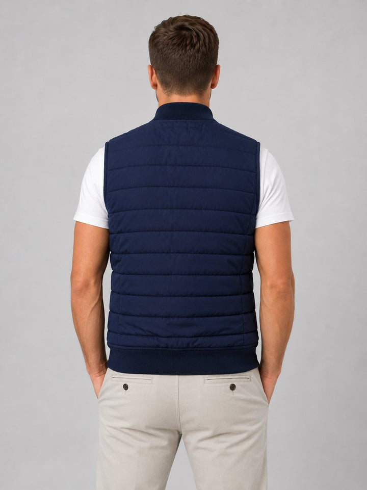 Freddie | Men's Quilted Full-Zip Gilet Bodywarmer Knitted Collar Vest