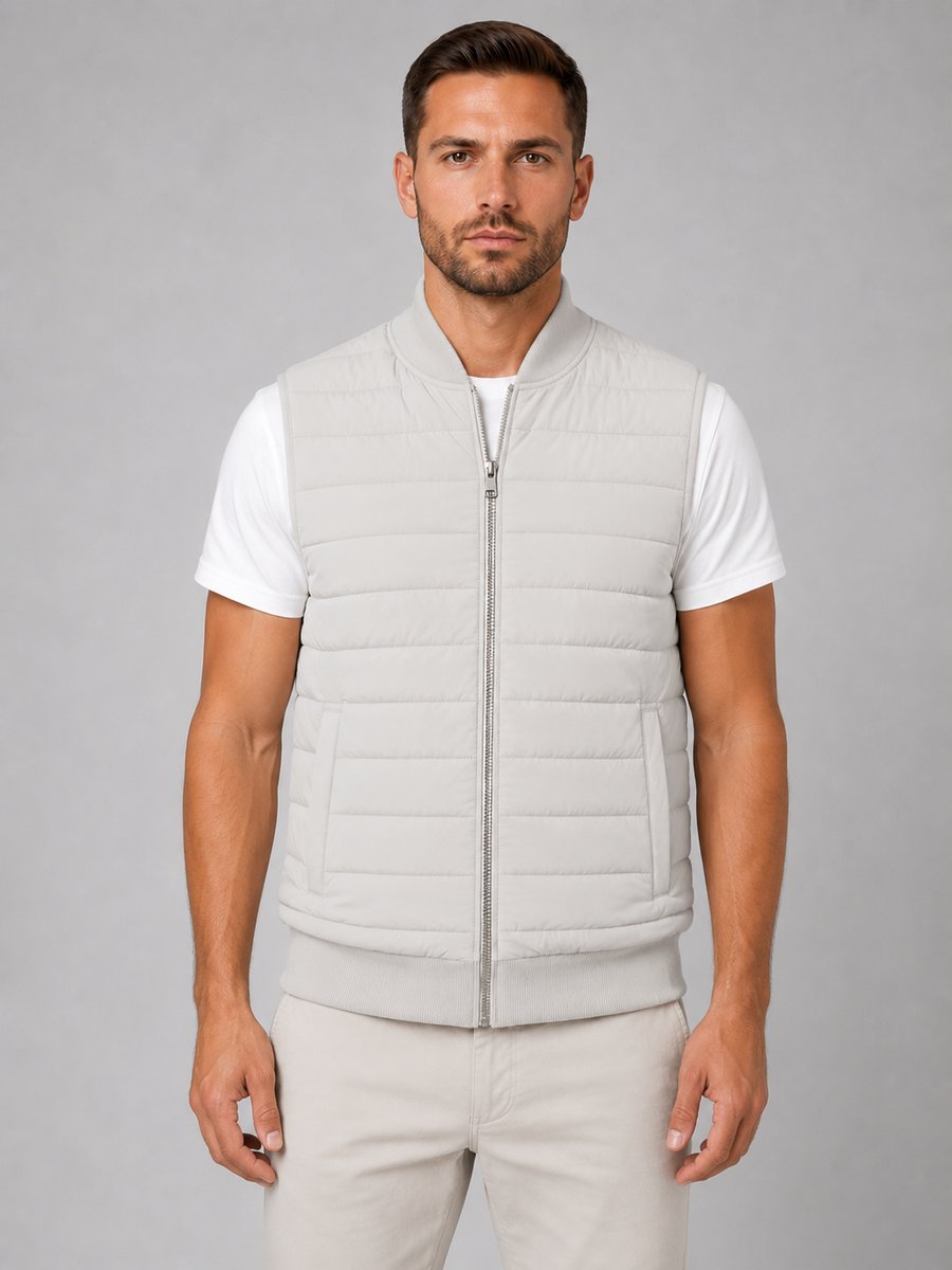 Freddie | Men's Quilted Full-Zip Gilet Bodywarmer Knitted Collar Vest