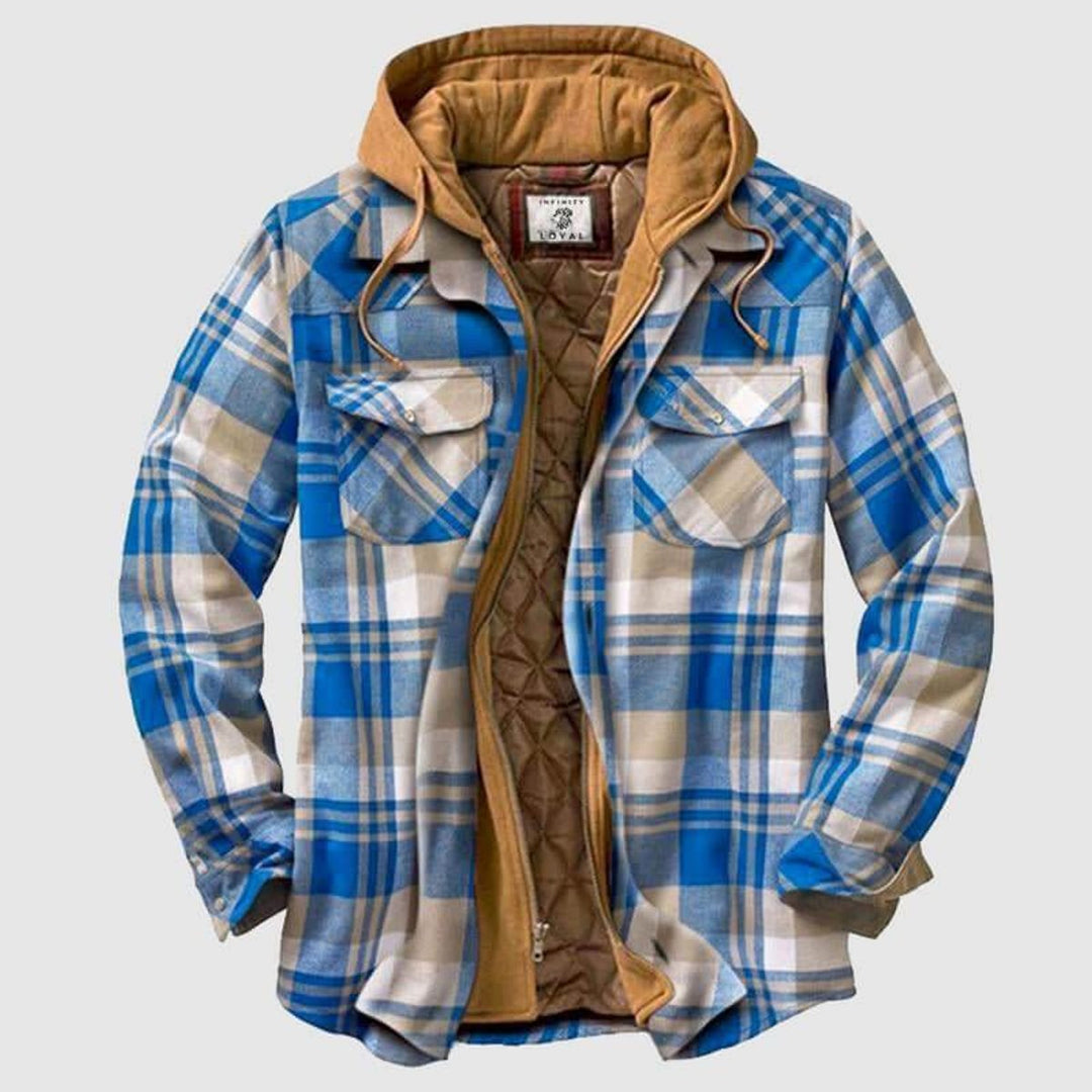 Edward | Men's Quilted Lined Hooded Flannel Shirt Jacket Regular Fit