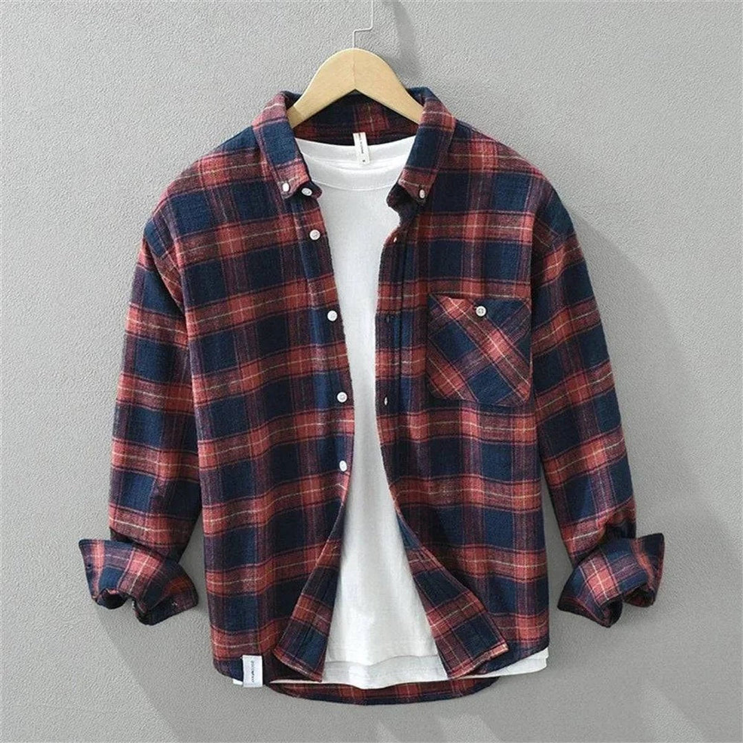 Muhammad | Men's Brushed Cotton Flannel Check Shirt Relaxed Fit
