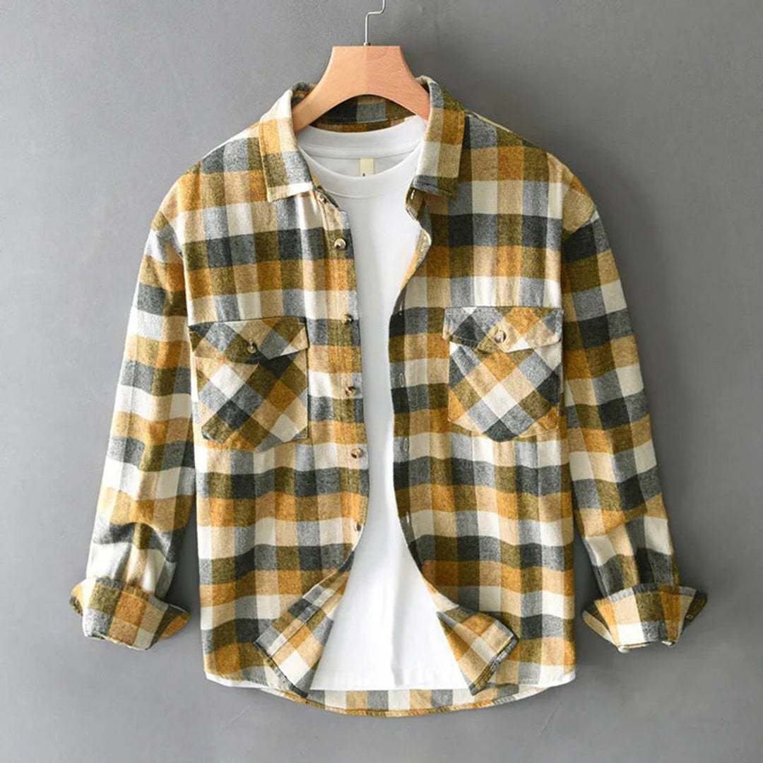 Jacob | Men's Brushed Cotton Flannel Check Shirt Twin Pocket