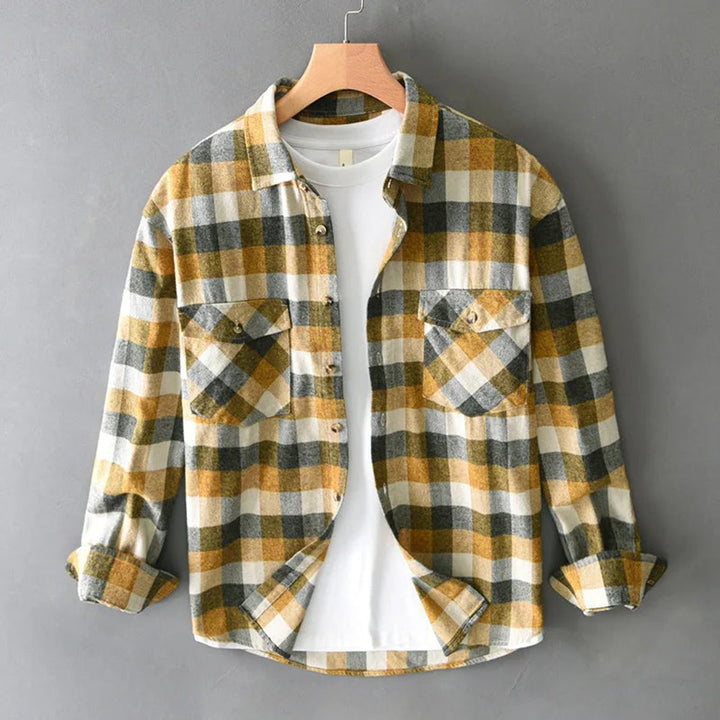 Jacob | Men's Brushed Cotton Flannel Check Shirt Twin Pocket