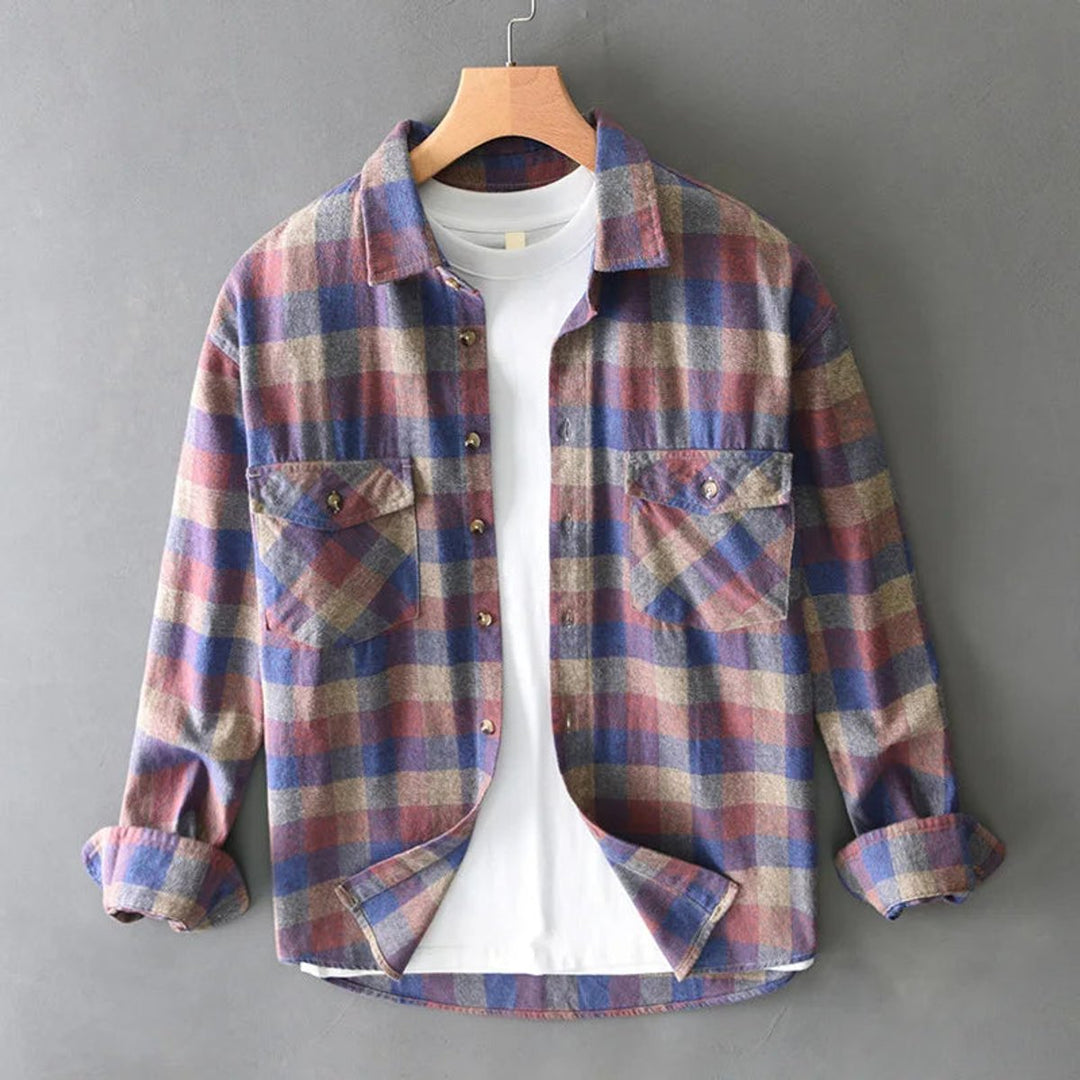 Jacob | Men's Brushed Cotton Flannel Check Shirt Twin Pocket