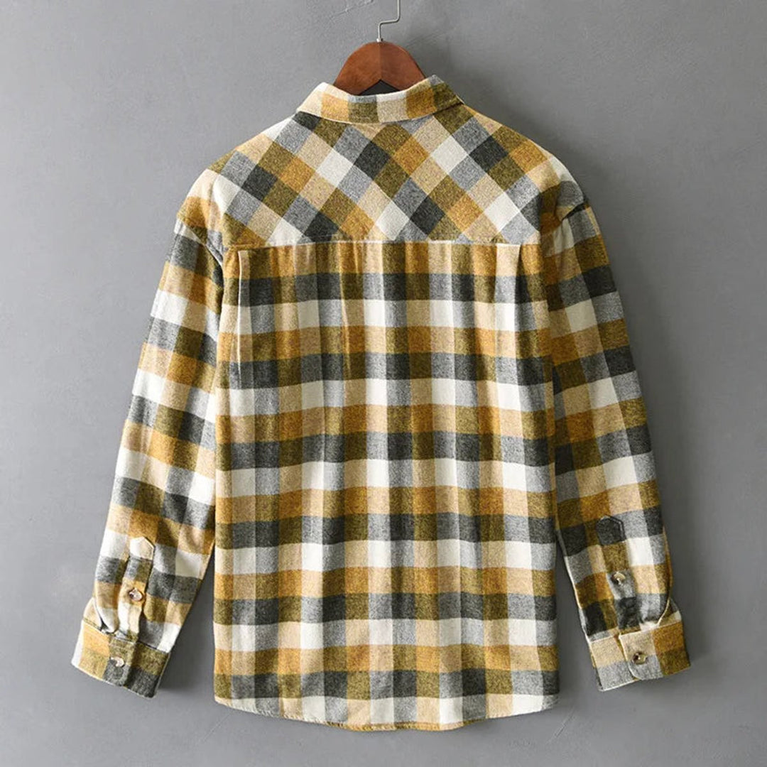Jacob | Men's Brushed Cotton Flannel Check Shirt Twin Pocket