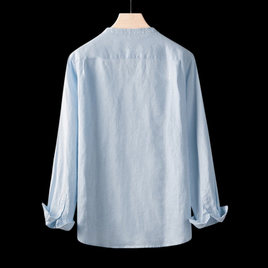 Noah | Men's Linen V-Neck Shirt Long Sleeve Relaxed Fit Pullover